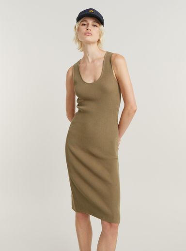 Vestido Sin Mangas Bodycon Ribbed Knitted